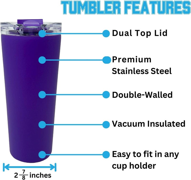 Decorvo Officially Licensed Collegiate Stainless Steel Tumbler - Double Walled Insulated Travel Tumbler - 24 oz (James Madison Purple) - Image 1